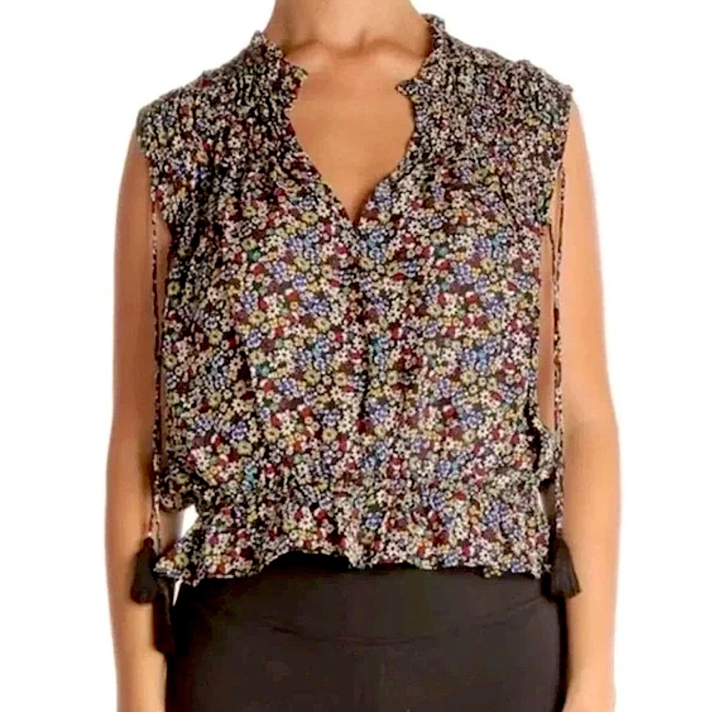 Derek Lam 10 Crosby Silk Ditsy Floral Sleeveless Top Blouse Sz 2 Summer Boho